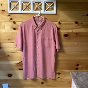 Quiksilver Waterman Collection Mens Large Tailored Fit Pink SS Button Down Shirt